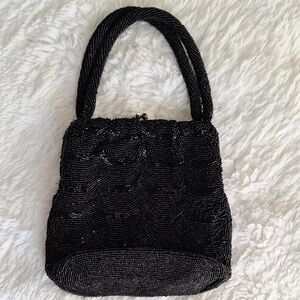 Jorelle Made In Belgoum Black Beaded Women's Handbag